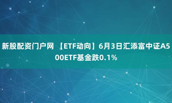 新股配资门户网 【ETF动向】6月3日汇添富中证A500ETF基金跌0.1%